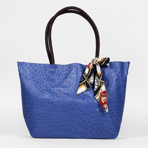 sac bleu avec ruban noeud