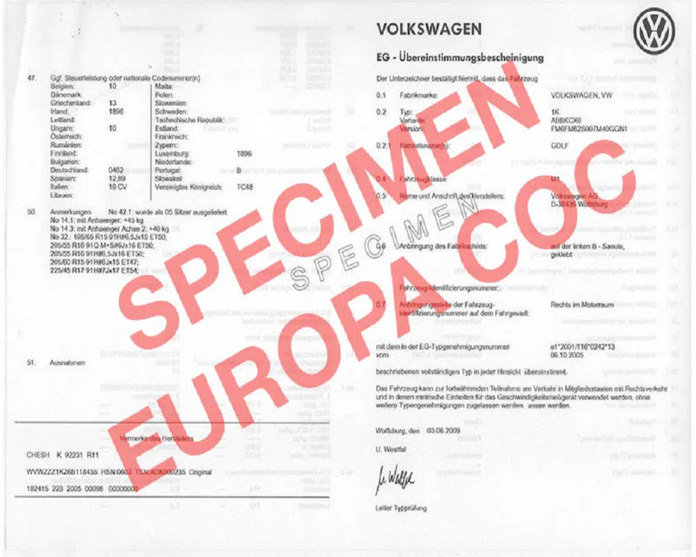 Certificat de conformité