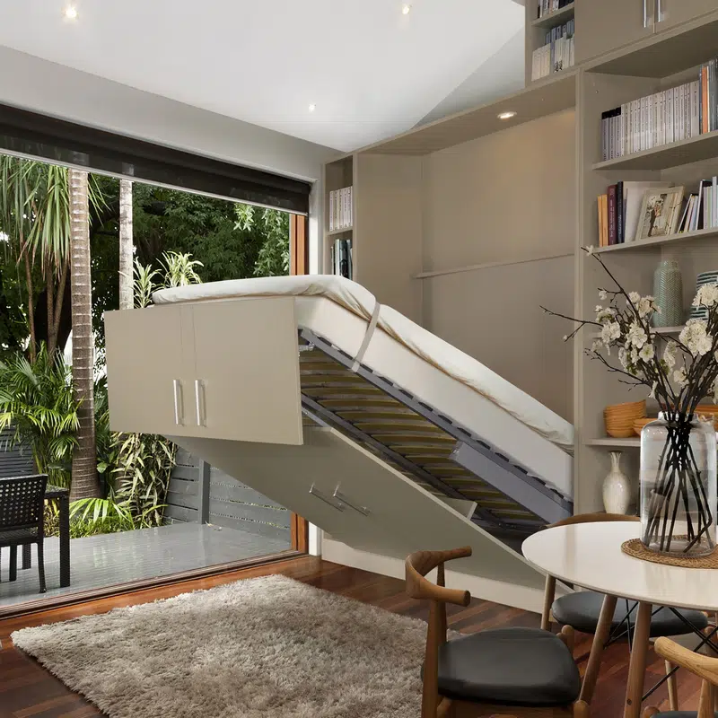 lit escamotable pour un salon dans un logement à louer