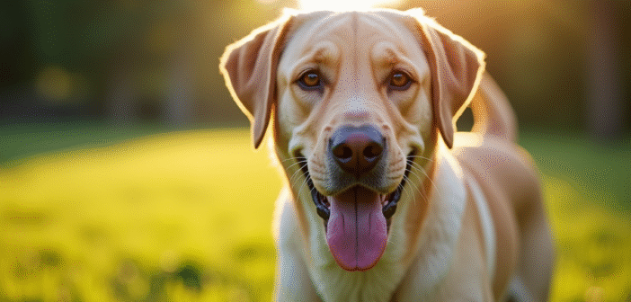 Labrador américain en pleine nature au matin lumineux