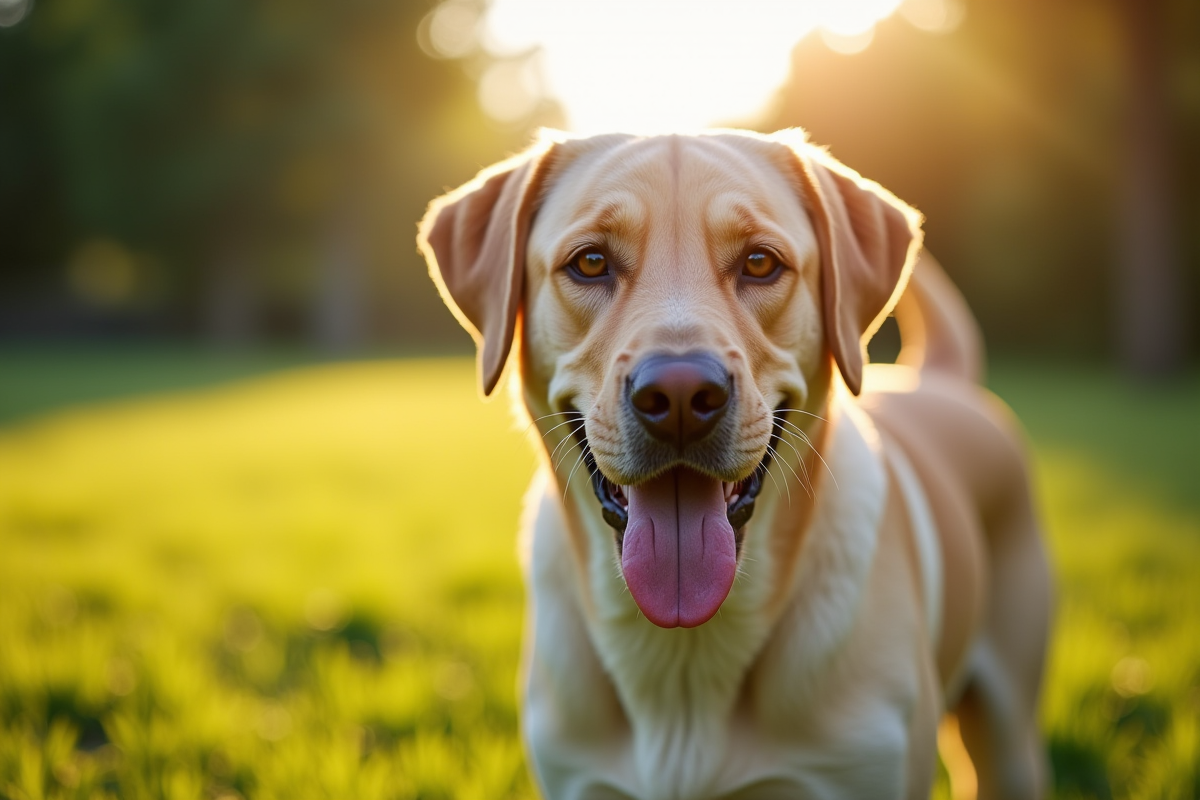 Labrador américain en pleine nature au matin lumineux
