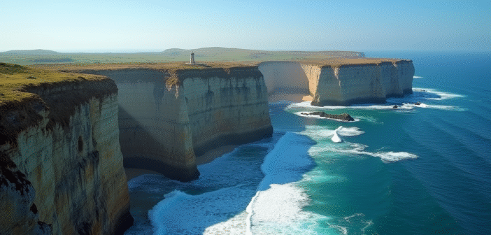 Falaises spectaculaires de Cape St Vincent sous un ciel bleu