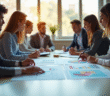 Groupe de personnes analysant des graphiques et statistiques