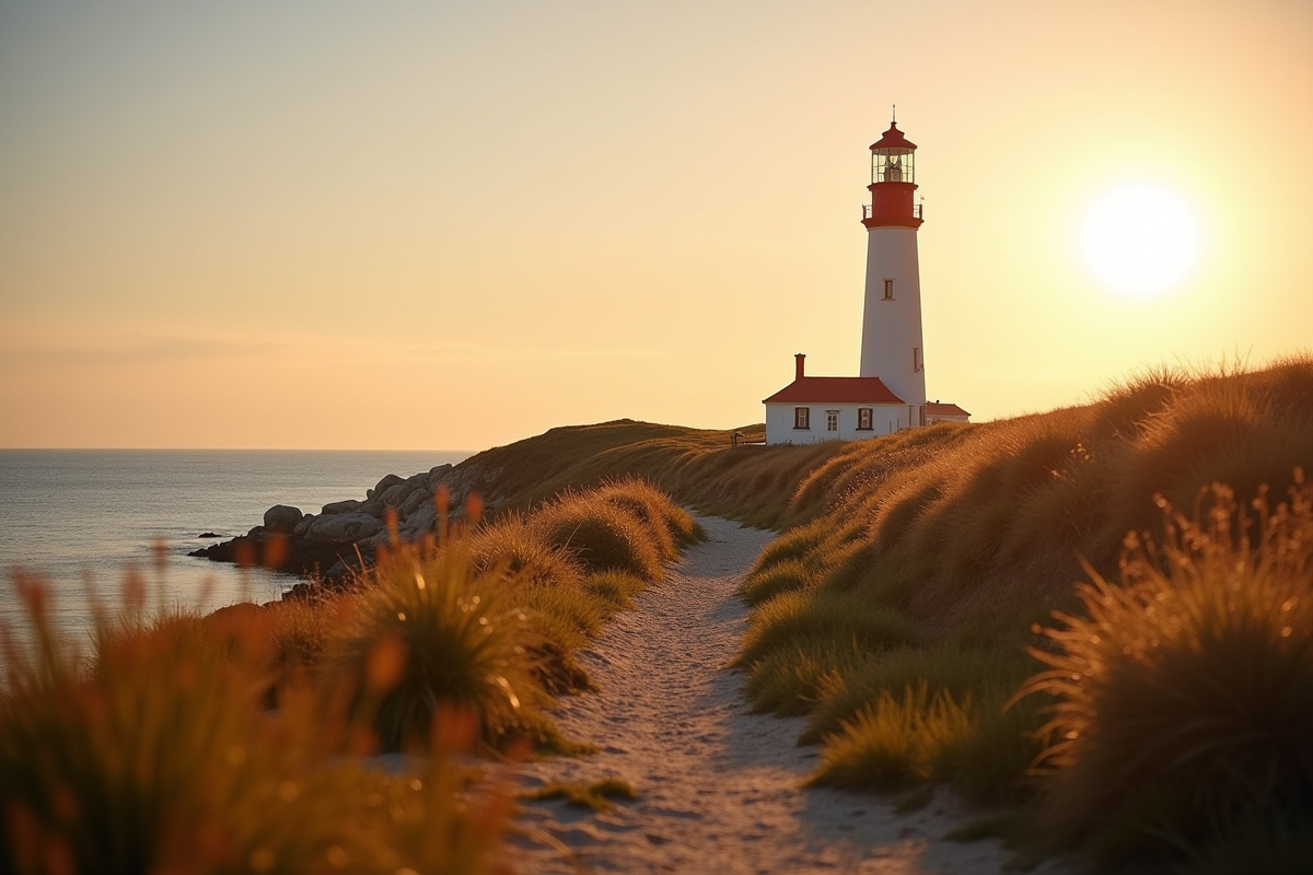 Phare rouge et blanc au coucher de soleil à Cape St Vincent