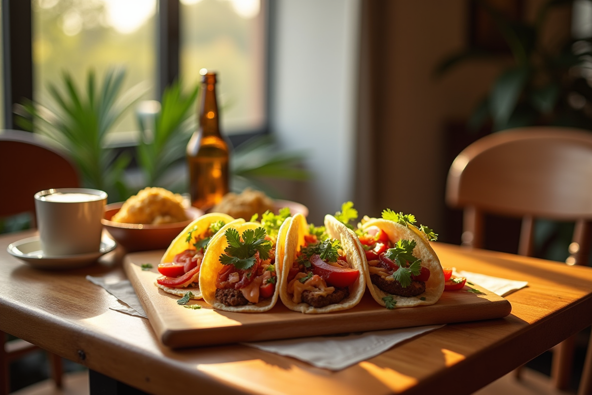 Assortiment de tacos et naans dans un café à Dax