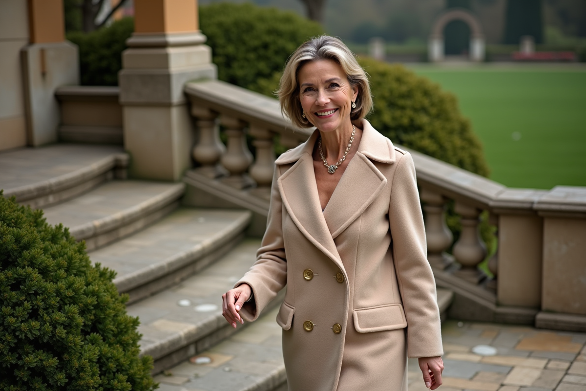 Femme gracieuse descendant les escaliers d