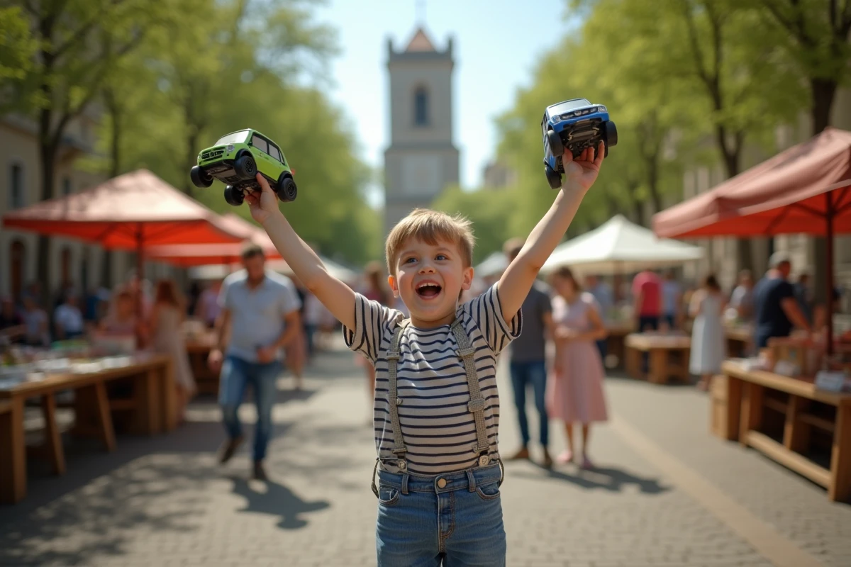 Jeune garçon avec un jouet lors d