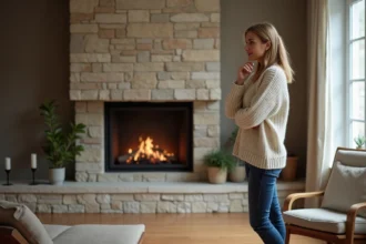 Cheminée moderne dans un salon cosy et chaleureux