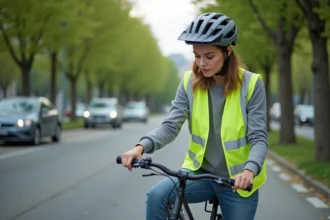 Cycliste respectant les règles de sécurité en VTT électrique
