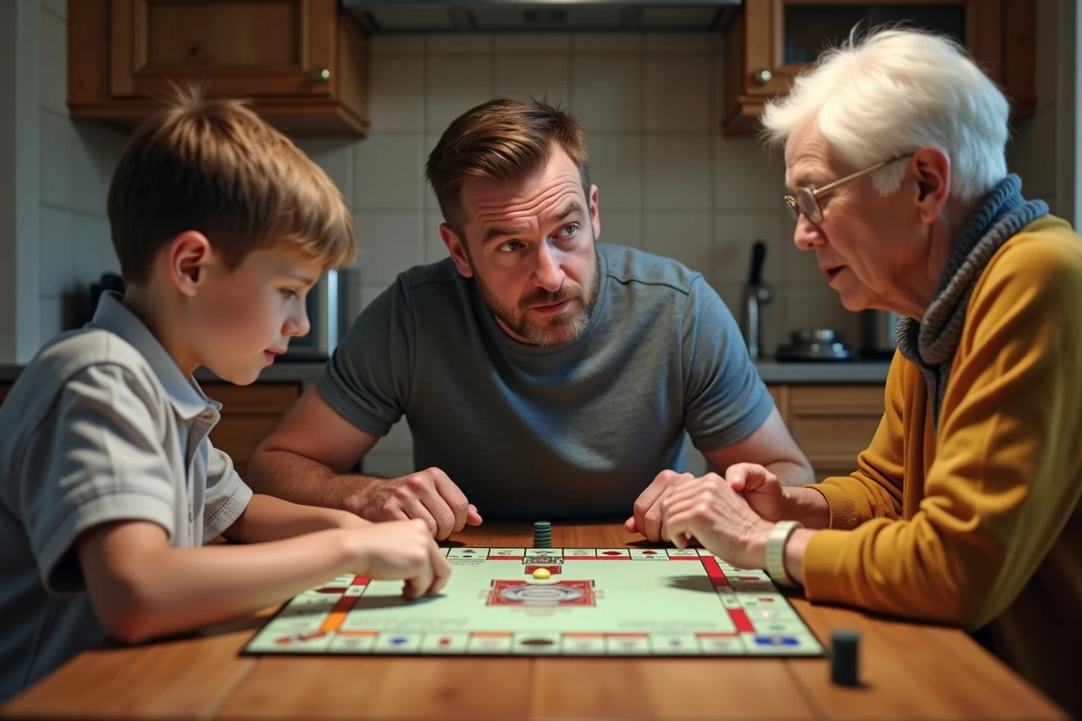 Groupe mixte joue à Monopoly autour d