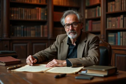 Professeur d histoire français dans une bibliothèque ancienne