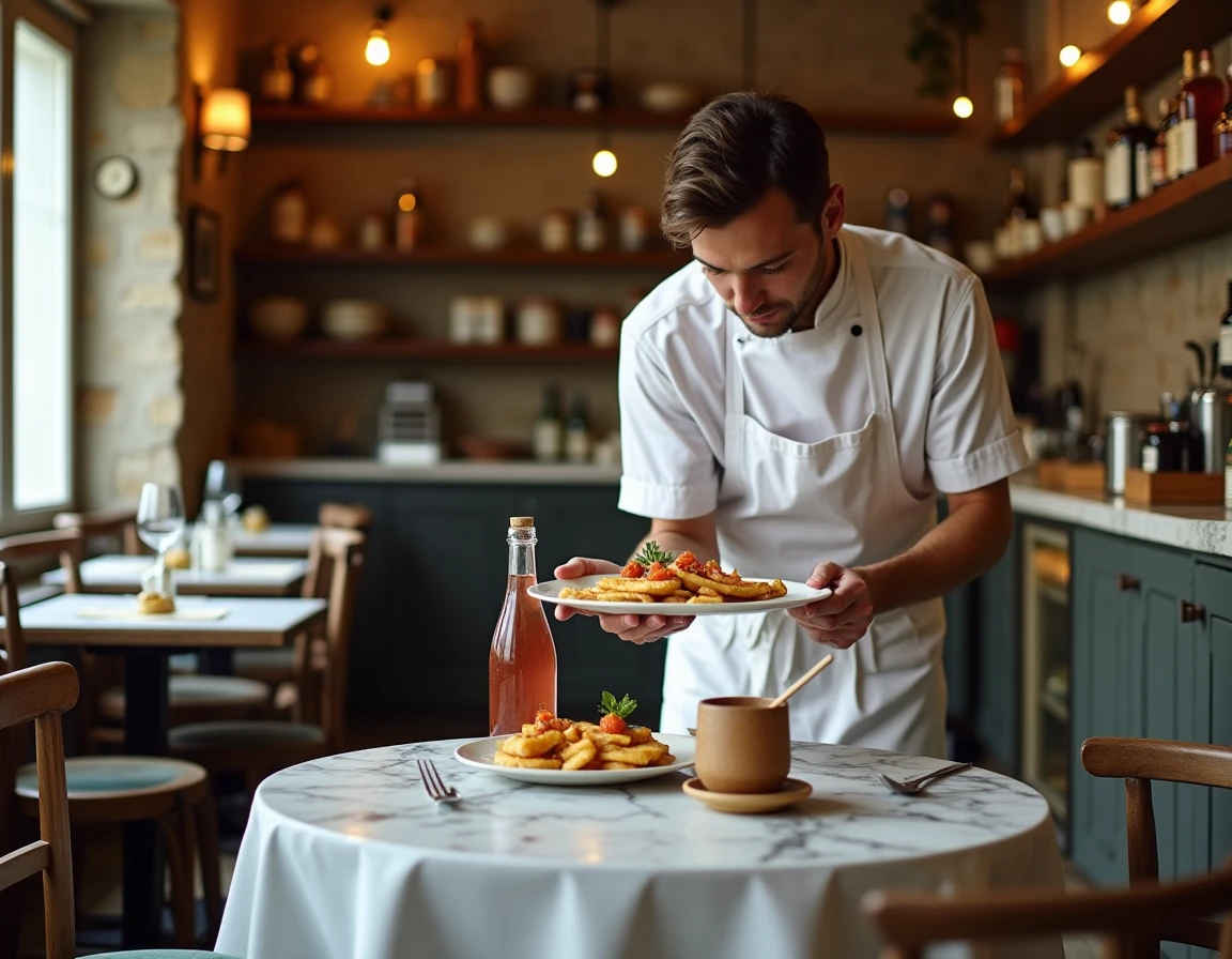 Intérieur d'un restaurant local de la Rue d'Angleterre à Nice avec cuisine niçoise traditionnelle