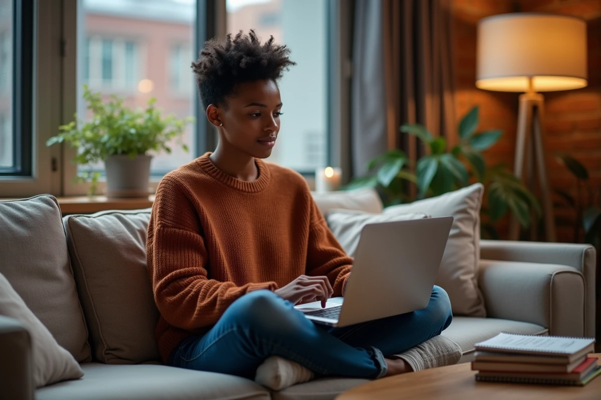 Freelance en télétravail vérifiant une application de facturation pour convertir des minutes en heures décimales